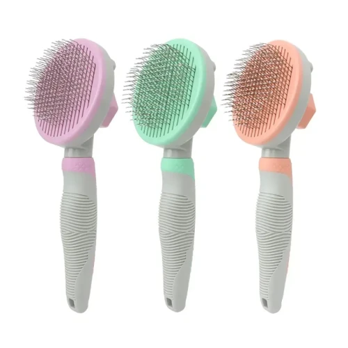 Pet Self Cleaning Dog Hair Pin Comb Grey Self-cleaning Slicker Brush for Dogs and Cat