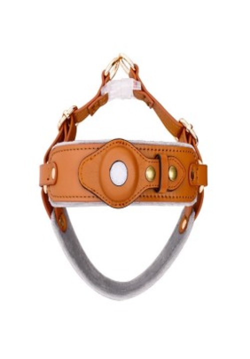 Eco Leather Dog Harness with Gold Metal Hardware