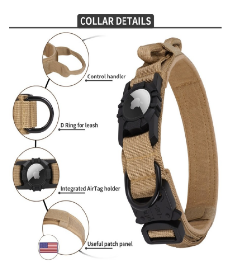Heavy-Duty Dog Collar with AirTag Holder – Durable Nylon Collar for Large Dogs